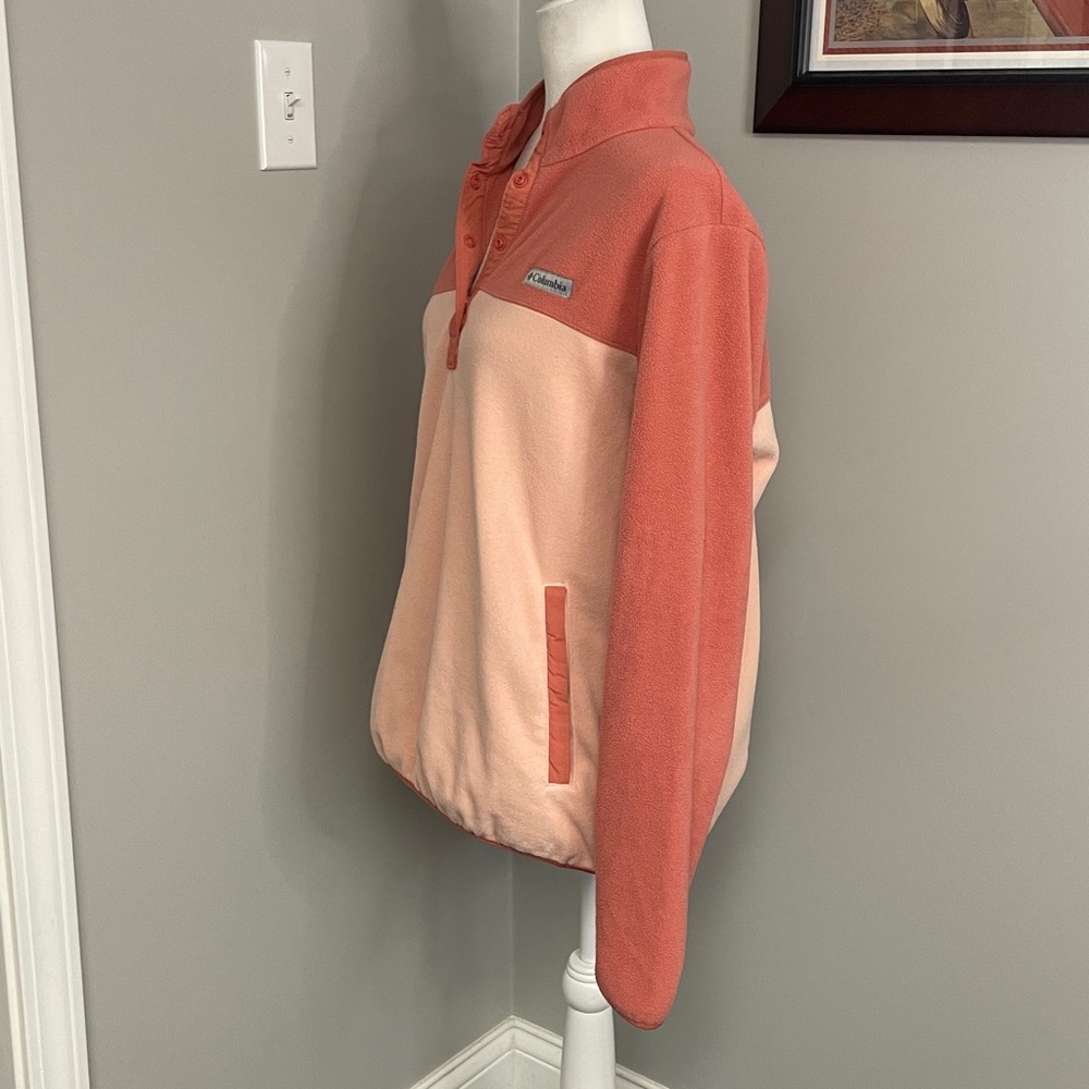 Columbia Two Toned Peach Salmon Pink pullover fleece womens size XL Outdoor - Picture 2 of 4